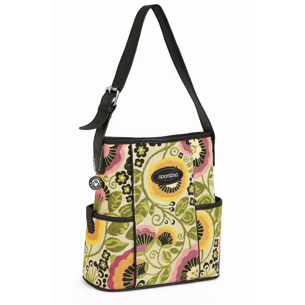 Spartina 449 Daufuskie Island Linen Leather Tote Purse Floral - Picture 2 of 13